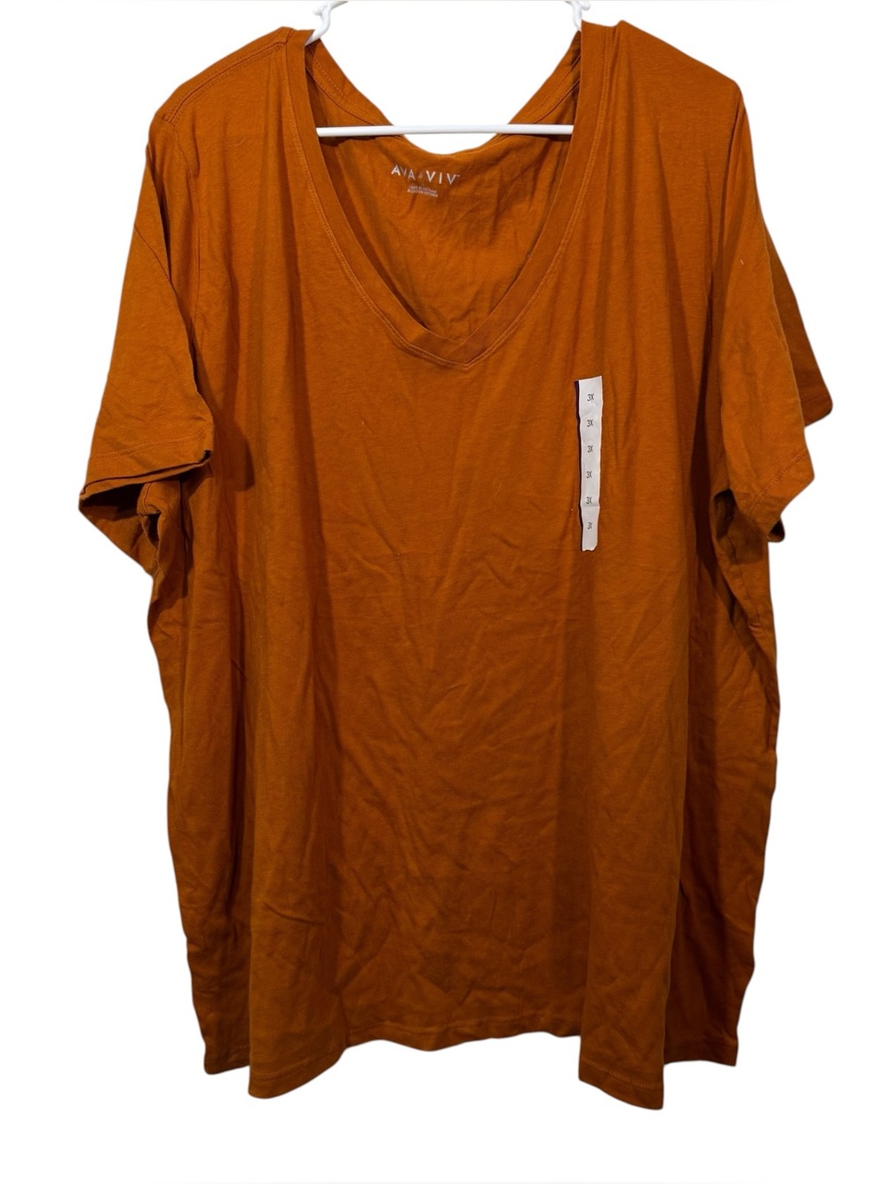 NWT Ava & Viv Plus Size Burnt Orange V-Neck Short Sleeve T-Shirt